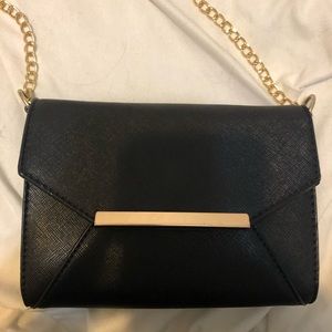 NWOT Black Crossbody with Gold Chain